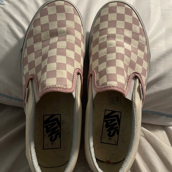 Vans Size 7 - Pink and White checkerboard slip ons - Picture 1 of 5